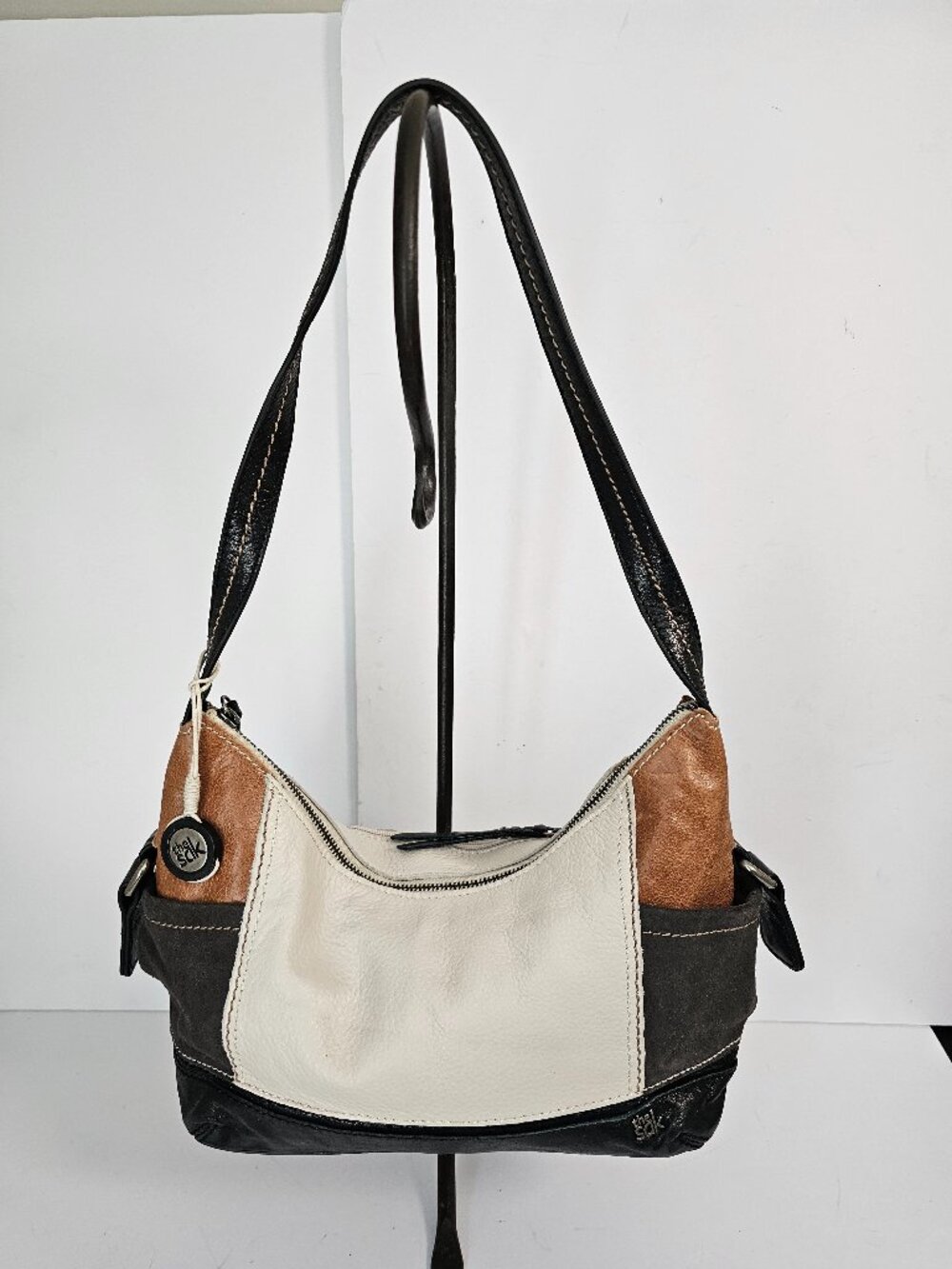 The Sak Bag Leather Suede Shoulder Patchwork Brown Boho Retro